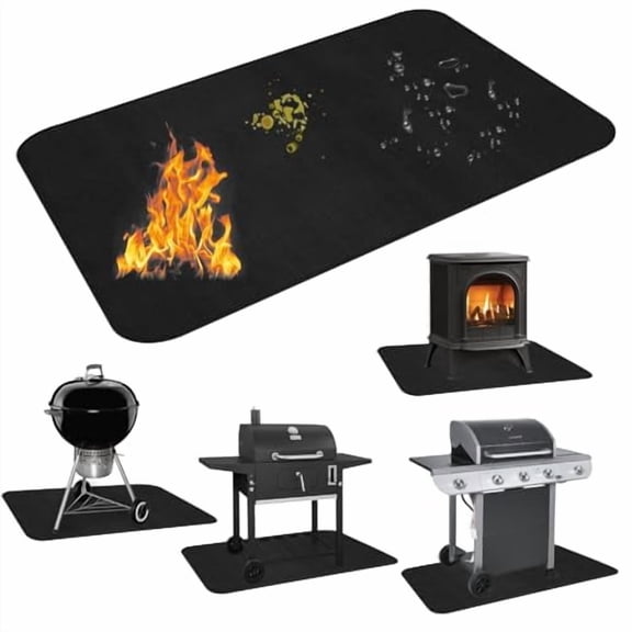 Large 65 x 48 inches Under Grill Mat for Outdoor Grill,Fireproof Grill Mat,Fireplace Hearth Rug,Fire Pit Mat,Oil Proof Waterproof Under Grill Floor Mats BBQ Protector for Decks and Patios