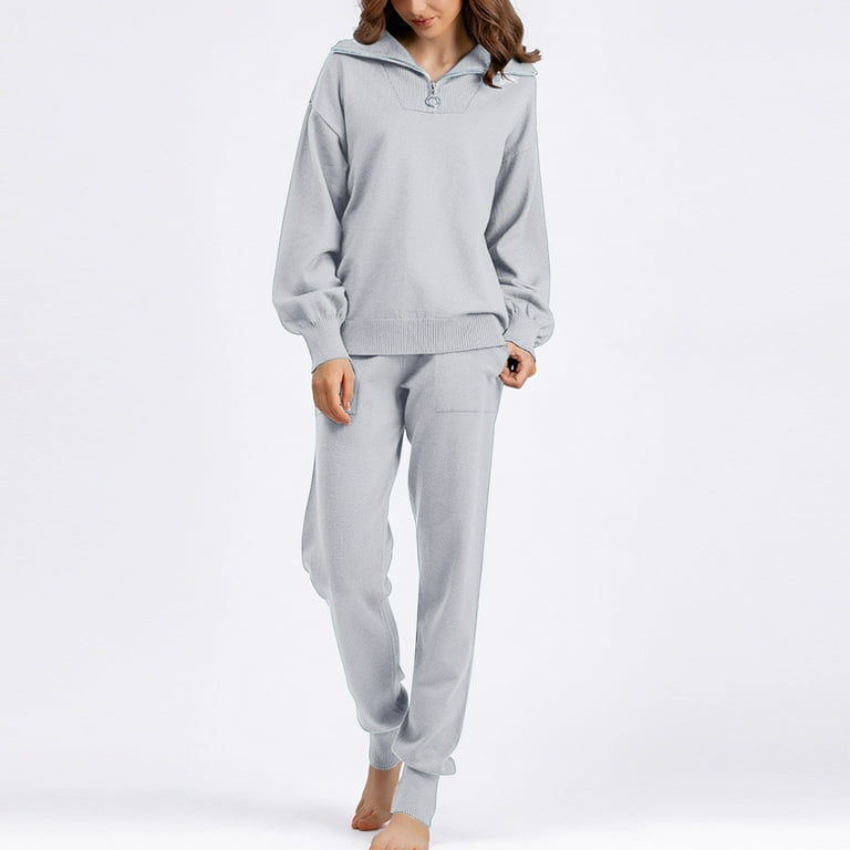 Womens Tracksuit Set Sale,Plain Co Ord Set Zip Lapel Sweatshirt and Jogging  Bottoms Trousers 2 Piece Outfits Long Sleeve Pullover Sweater Sweat Suit