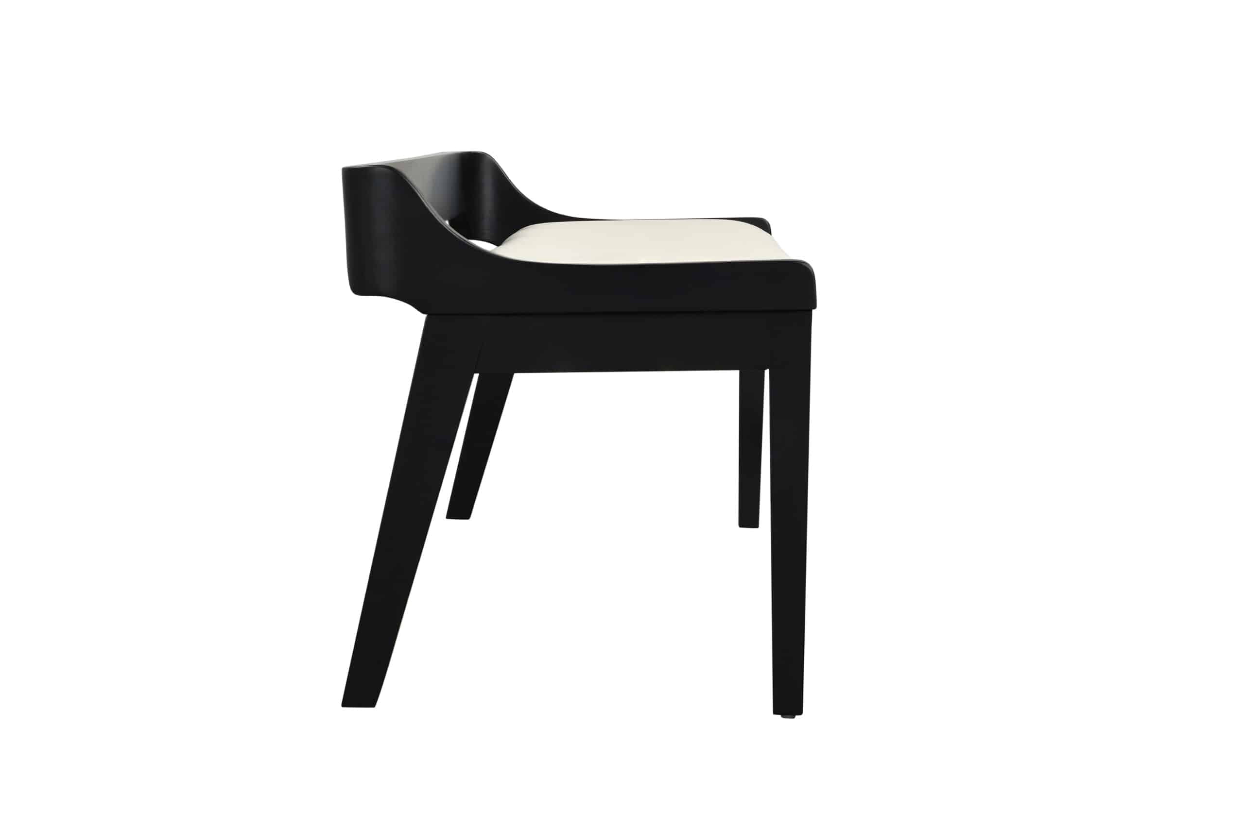 Rasmus Cream Faux Leather Wood Dining Bench - Black Finish