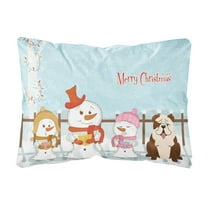 Carolines Treasures BB2452PW1216 Merry Christmas Carolers English Bulldog Brindle White Canvas Fabric Decorative Pillow,