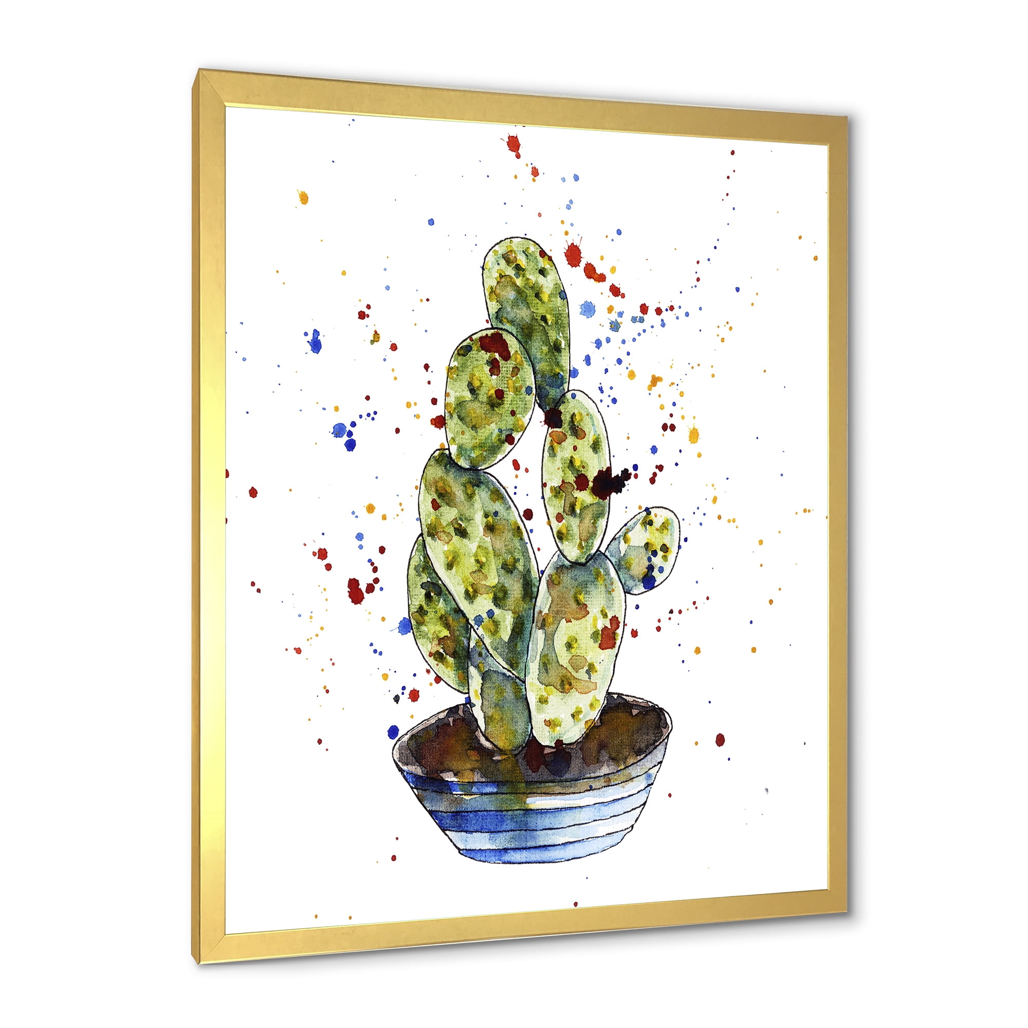 Designart 'Abstract Cactus Houseplant' Traditional Framed Art Print