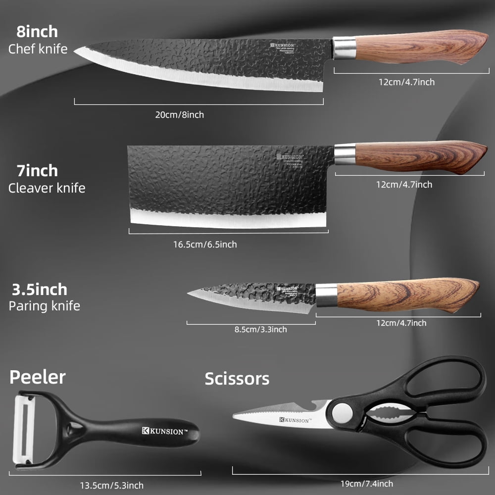 Myvit Chef Knife Set for Kitchen,Stainless Steel Nakiri Knife with Scissor and Peeler Gift Case