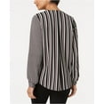 thumbnail image 2 of ALFANI Womens Black Striped Surplice Long Sleeve V Neck Casual Top M, 2 of 2
