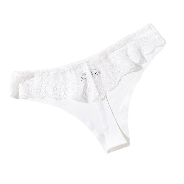 Minnieouse Bragas de tiro bajo Tanga Tanga Braguitas sin costuras Diseño de encaje Atractivo Mano de obra fina Transpirable Ahuecado Blanco Type3 NO3
