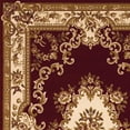 thumbnail image 3 of 2'x3' Red Ivory Machine Woven Hand Carved Floral Medallion Indoor Accent Rug, 3 of 7
