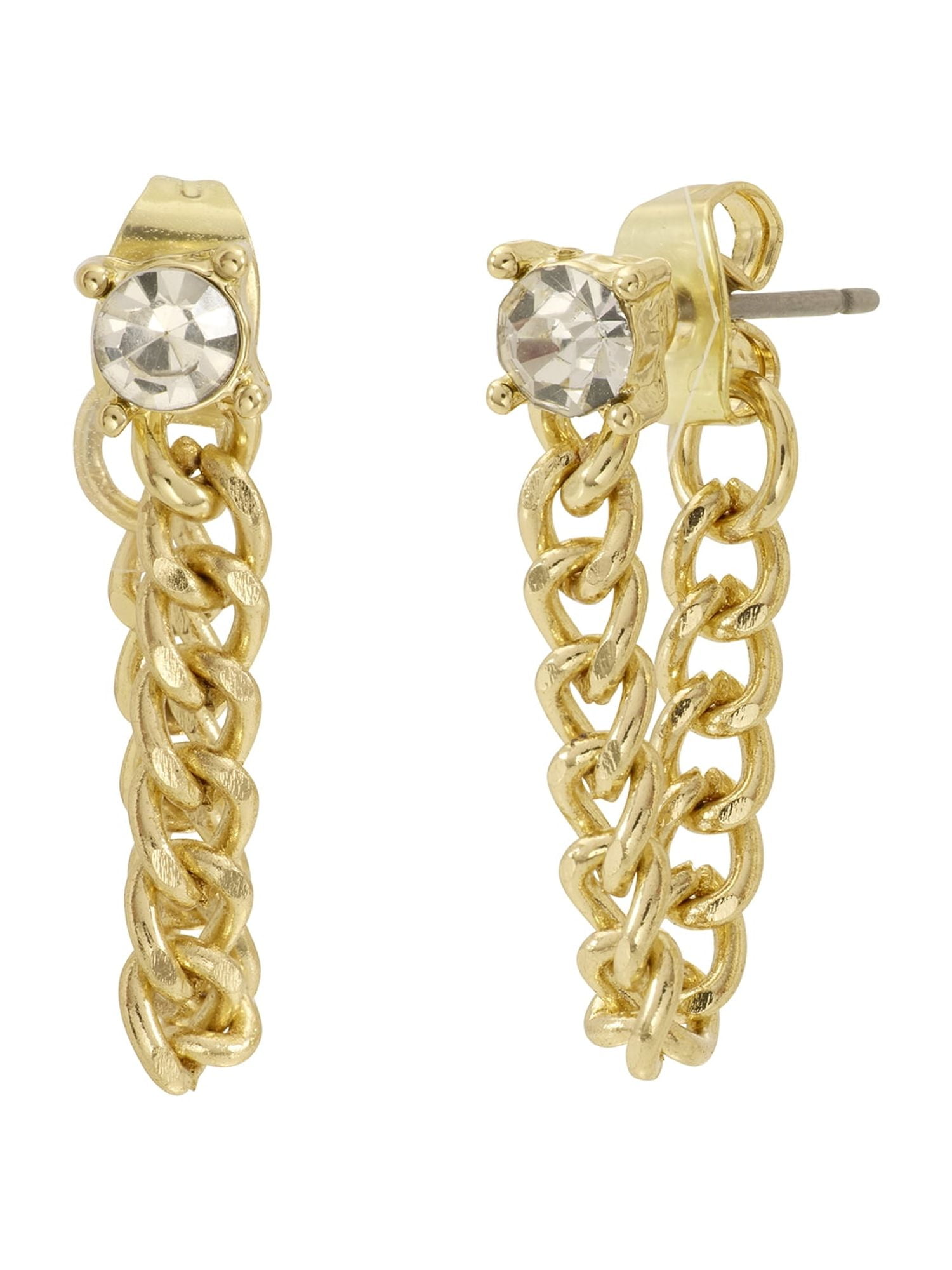 Madden NYC Women's Gold Tone Western Mixed Swag Chain & Hoop 3-Piece Earring Set