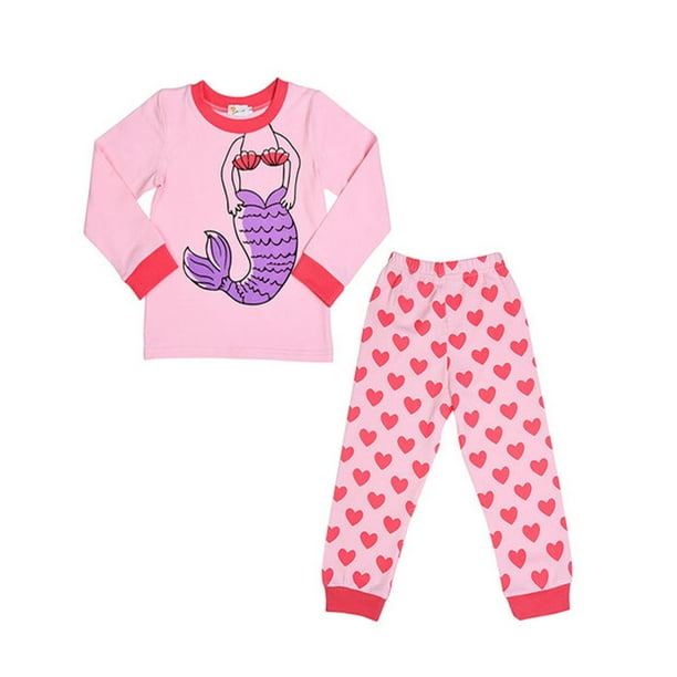 Little hand Toddler Girls Pajamas Mermaid Heart Pajama Valentine