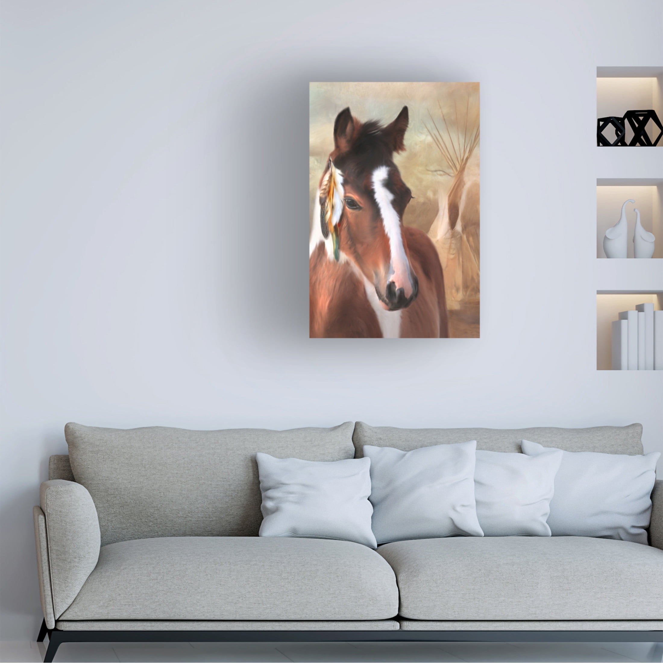 Canvas Wall Art - Trudi Simmonds 'Small Chief Little Feathers' Wall Art for Living Room, Bedroom, or Office Décor by Trademark Fine Art - 16 x 24 Inches