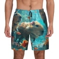 thumbnail image 3 of Uemuo Underwater Swimming Guinea Pig Pattern Mens Swim Trunks Quick Dry Board Shorts with Mesh Lining, Stretch Beach Shorts Quick Dry No-Chafing Board Shorts-Large, 3 of 9