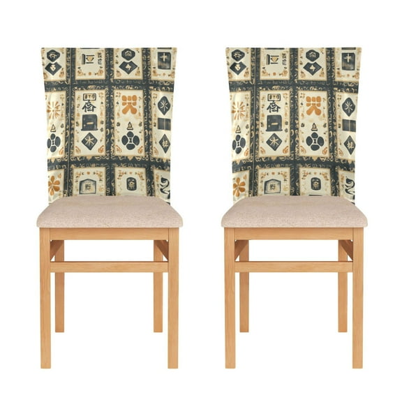 WOBOGO Mahjong Background Dining Room Chair Covers 2 Pieces Super Fit Elastic Fiber Removable Washable Protective Cover