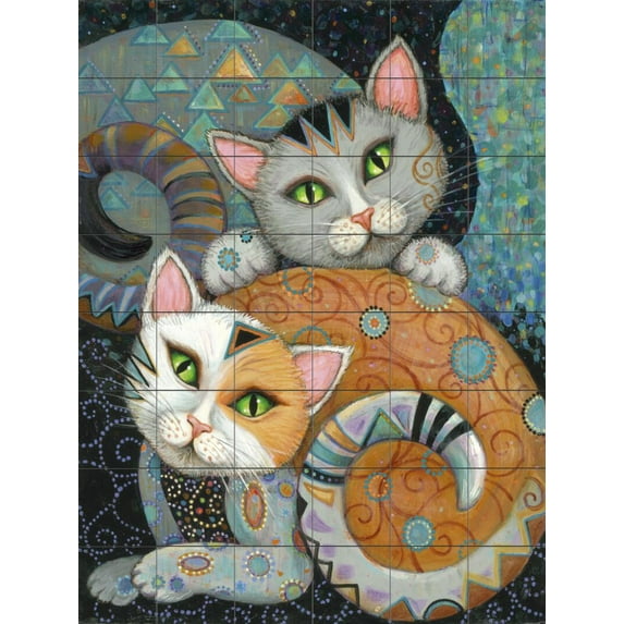Tile Mural Kitchen Backsplash - Kuddlekats - by Marjorie Sarnat