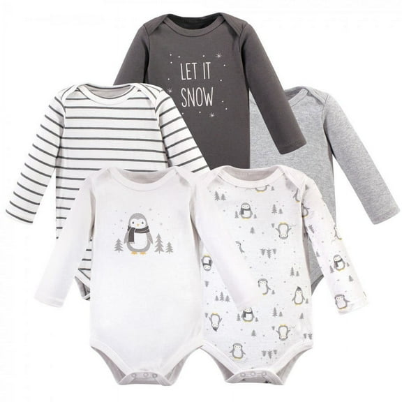 Hudson Baby Cotton Long-Sleeve Bodysuits, 5-Pack, Newborn- 24 Months