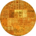 thumbnail image 1 of Ahgly Company Indoor Round Patchwork Yellow Transitional Area Rugs, 3' Round, 1 of 4