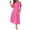 Fuchsia Pink, variant on Women's V Neck Puff Sleeve Midi Dress with Ruched Detail Lined Body Lightweight Fabric 95% Polyester 5% Spandex