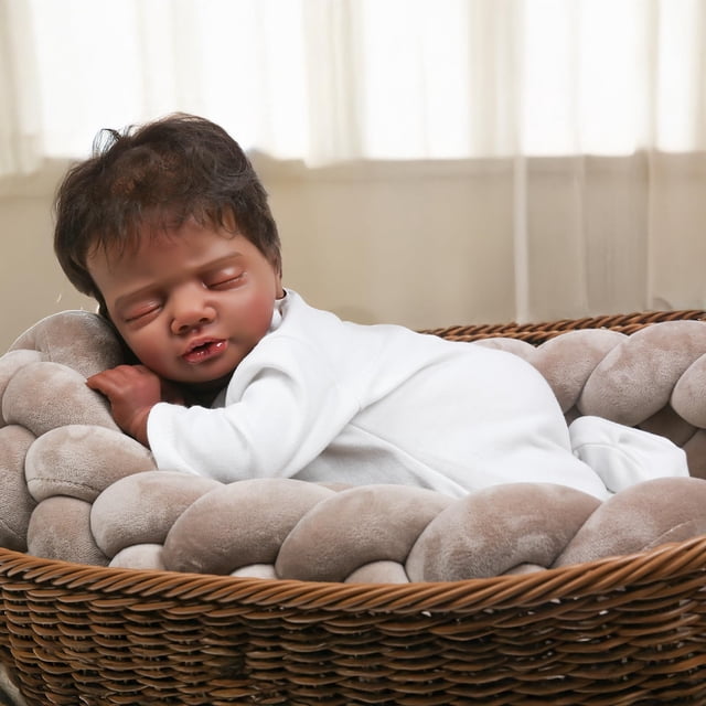 Muñeca Reborn CHAREX, color negro realista, 18 pulgadas, con accesorios
