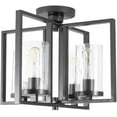 thumbnail image 4 of Elements 14.5 in. 4-Light Charcoal Industrial Semi-Flush Mount with Clear Rain Glass Shades and 4 Vintage Style Bulbs, 4 of 6