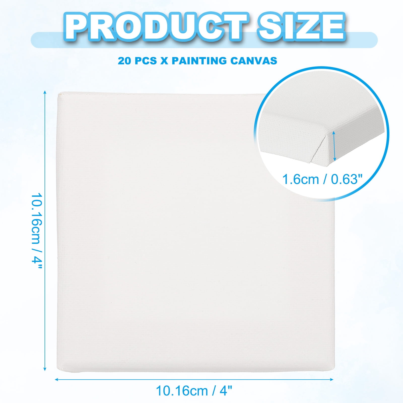 Uxcell Painting Canvas, 20 Pack 4x4" Blank Cotton Canvas Drawing Board Acrylic Oil Paint Set Art Supplies for Watercolor Oil Acrylic Gouache Tempera