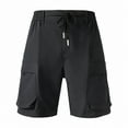 thumbnail image 4 of RYDCOT Men’s Cargo Sweat Shorts Casual Drawstring Elastic Waist Shorts Athletic Workout Gym Jogger Short with Pockets Black, 4 of 9