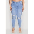 thumbnail image 4 of Womens Plus WAX High Waisted Distressed Skinny Jeans, 4 of 5