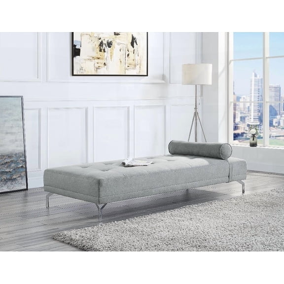 Quenti's Gray Melange Velvet Sofa Bed with D23 Foam Density and 9" Thick Cushions