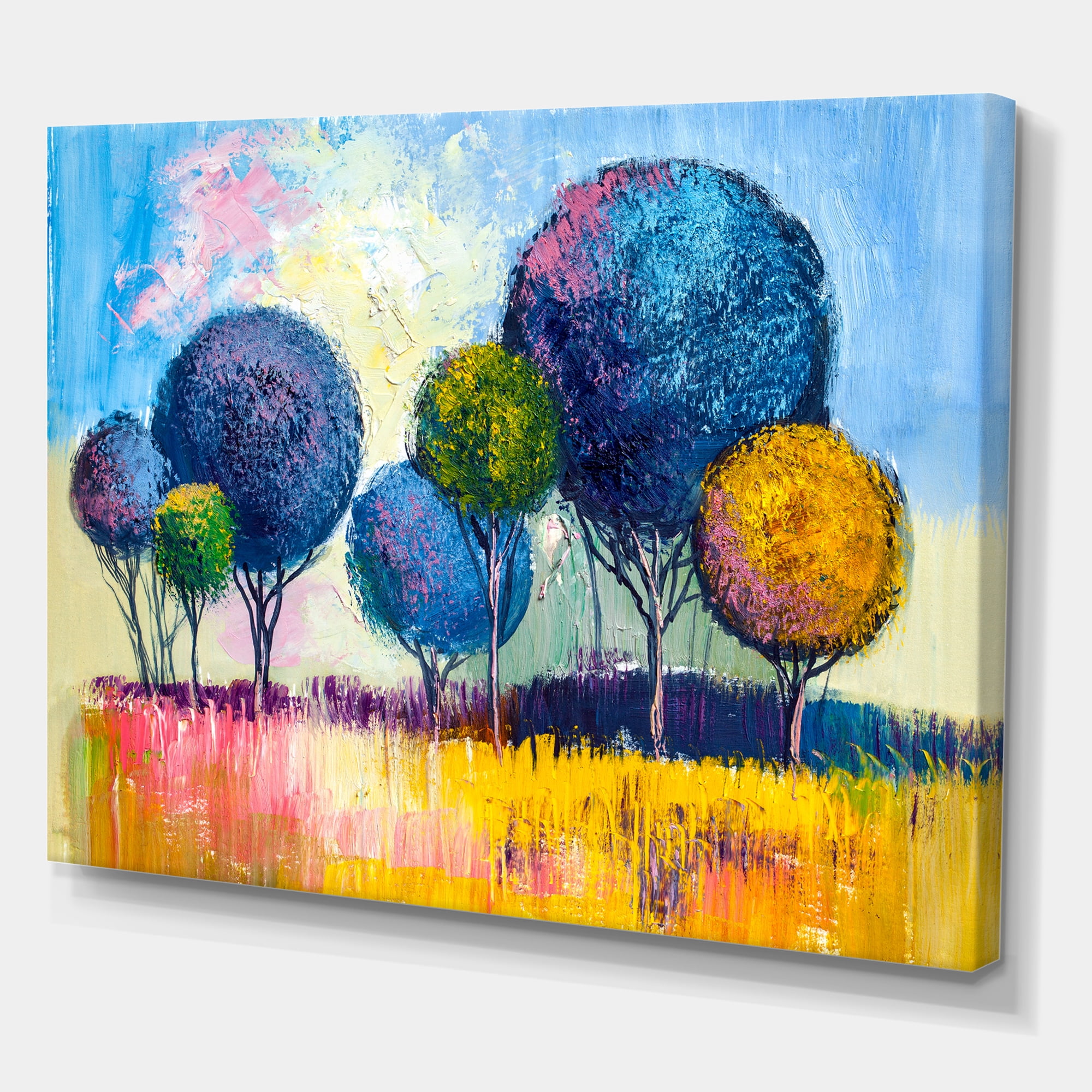 Designart ' Autumn Colorful Fantasy Trees III ' Modern Canvas Wall Art Print