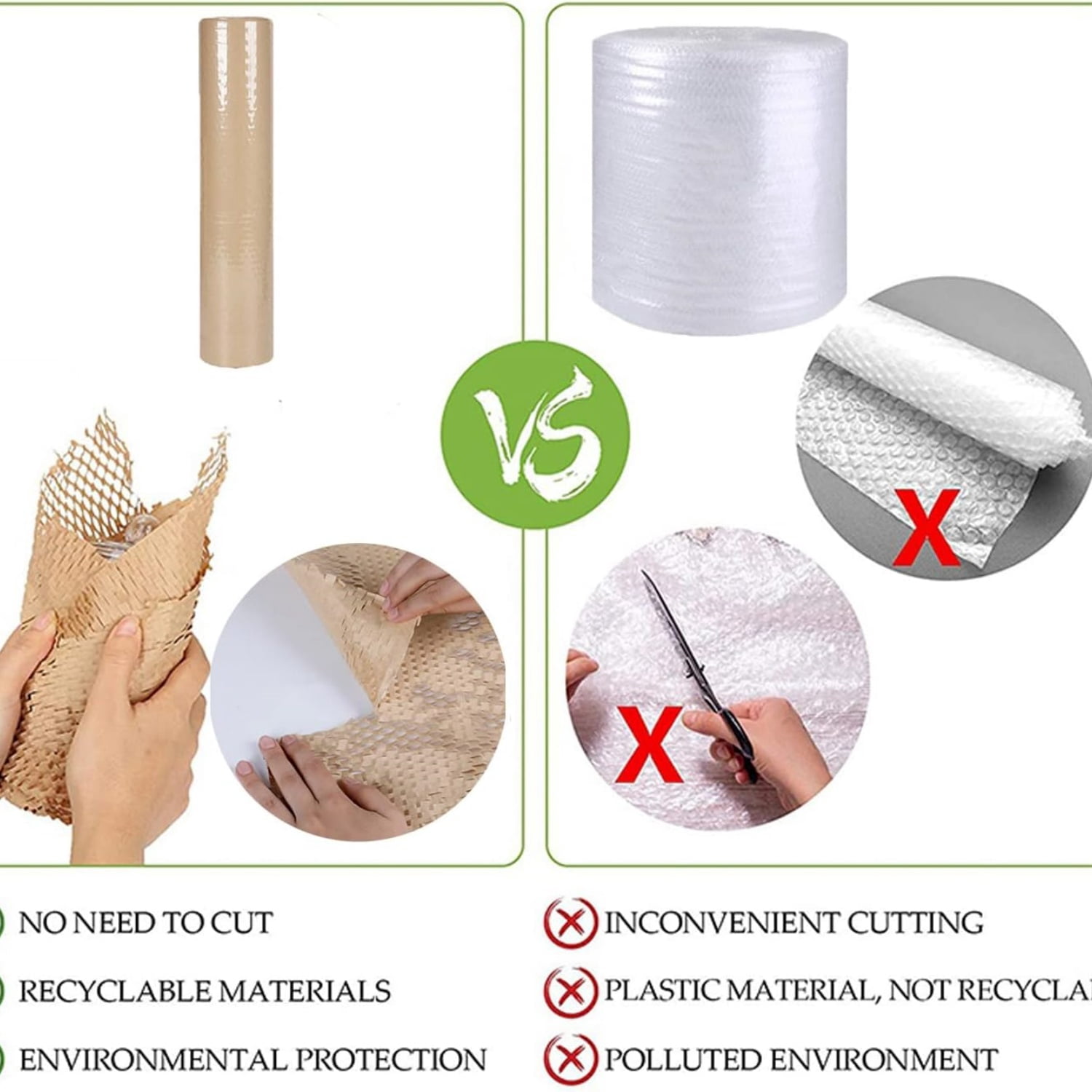 Honeycomb Packing Paper Wrap 15"x400' Sustainable Alternative to Bubble Cushioning Wrap Packing paper for Moving/shipping/packing Roll with 20 Fragile Sticker Biodegradable & Fully Recylable