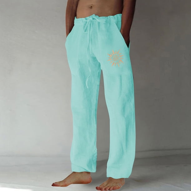 Puntoco Pantalones casuales largos para hombre, pantalones casuales con estampado de moda para hombre, cintura elástica con bolsillos, pantalones deportivos