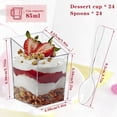 thumbnail image 2 of 24 Pcs Mini Dessert Cups with Spoons 3oz Square Clear Plastic Dessert Cups Reusable Parfait Appetizer Cups Washable Dessert Serving Cups for Dessert Pudding Mousse Yogurt Snacks Party, 2 of 9