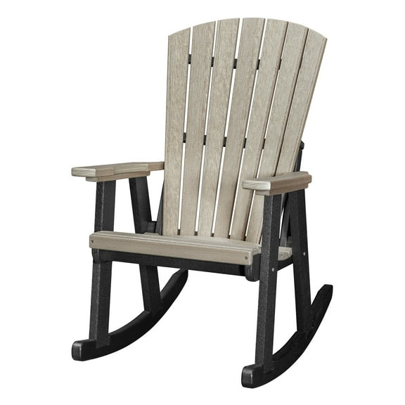 HomeStock Gothic Grace and 518WWBK Rocking Chair in Weatherwood with a Black Base, Constructed from High Density Poly Resin