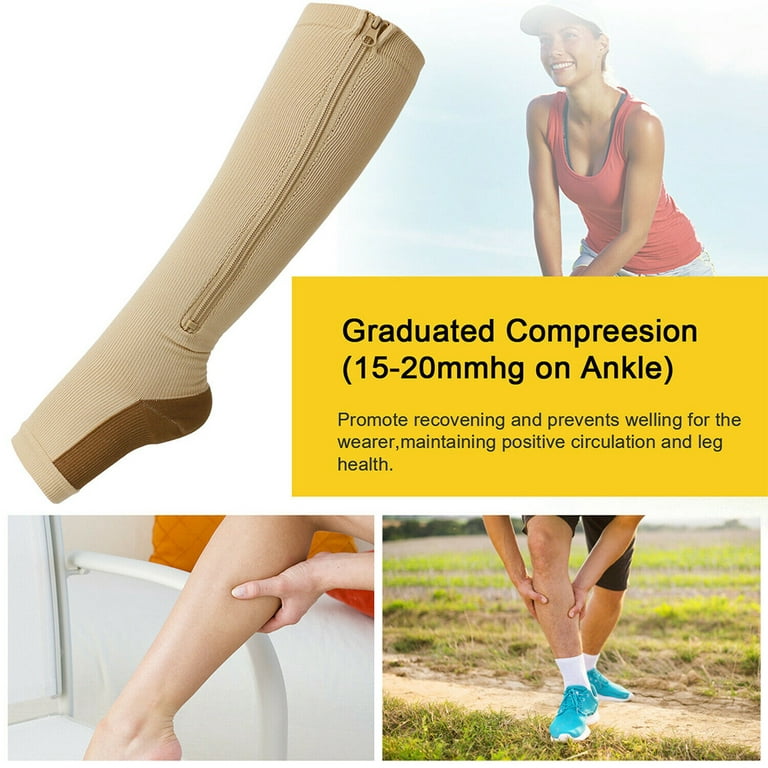 Frontwalk Zippered Compression Socks Medical Grade – Firm, Easy-On, (20-30  mmHg), Knee High, Open Toe, Best Stockings for Men and Women - Varicose  Veins, Post Surgery, Edema, Improve Circulation,Small 
