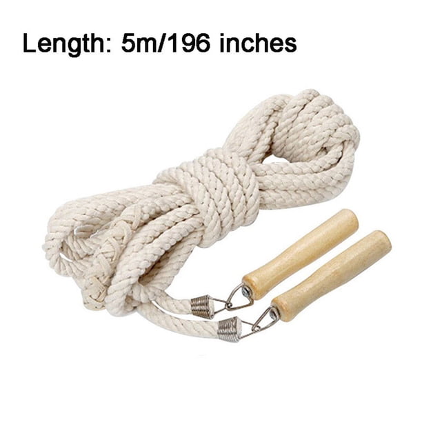 Cuerda De Saltar De Algodn Y Lino, 2, 4 M De Largo, Mango De Doble Trenzado, Para Fitness Infantil, Para Entrenamiento En Interiores, Paquete De 1, Color Natural, UKHBMC