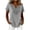 Gray, variant on Staron Women's Casual V Neck Short Sleeve Blouse Loose Fit Textured Button Down Shirt with Eyelet Detail Spring Summer Top, Beige L