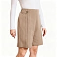 thumbnail image 2 of SwiftWear Women's Summer Casual Dressy Pleated Shorts with Elastic Waistband & Button Front High Waisted Knee Length Shorts for Daily Office, 2 of 7