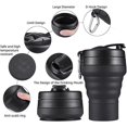 thumbnail image 4 of Taza de viaje plegable, taza de camping plegable de silicona, taza portátil sin Bpa a prueba de fugas, botella deportiva con tapas para senderismo (negro), 4 of 4