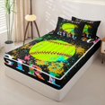 thumbnail image 2 of Erosebridal Splatter Softball Print Zipper Twin Comforter Sets with Fitted Sheet and 2 Pillowcases,Watercolor Splash Ink Zipper Bedding Set For Boys,Black Reversible,4 Pieces, 2 of 7