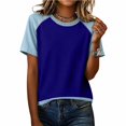 thumbnail image 3 of T Shirts For Women Blue Womens Tops Fashion Summer Neck Short Sleeve Vacation Outfits, 3 of 5