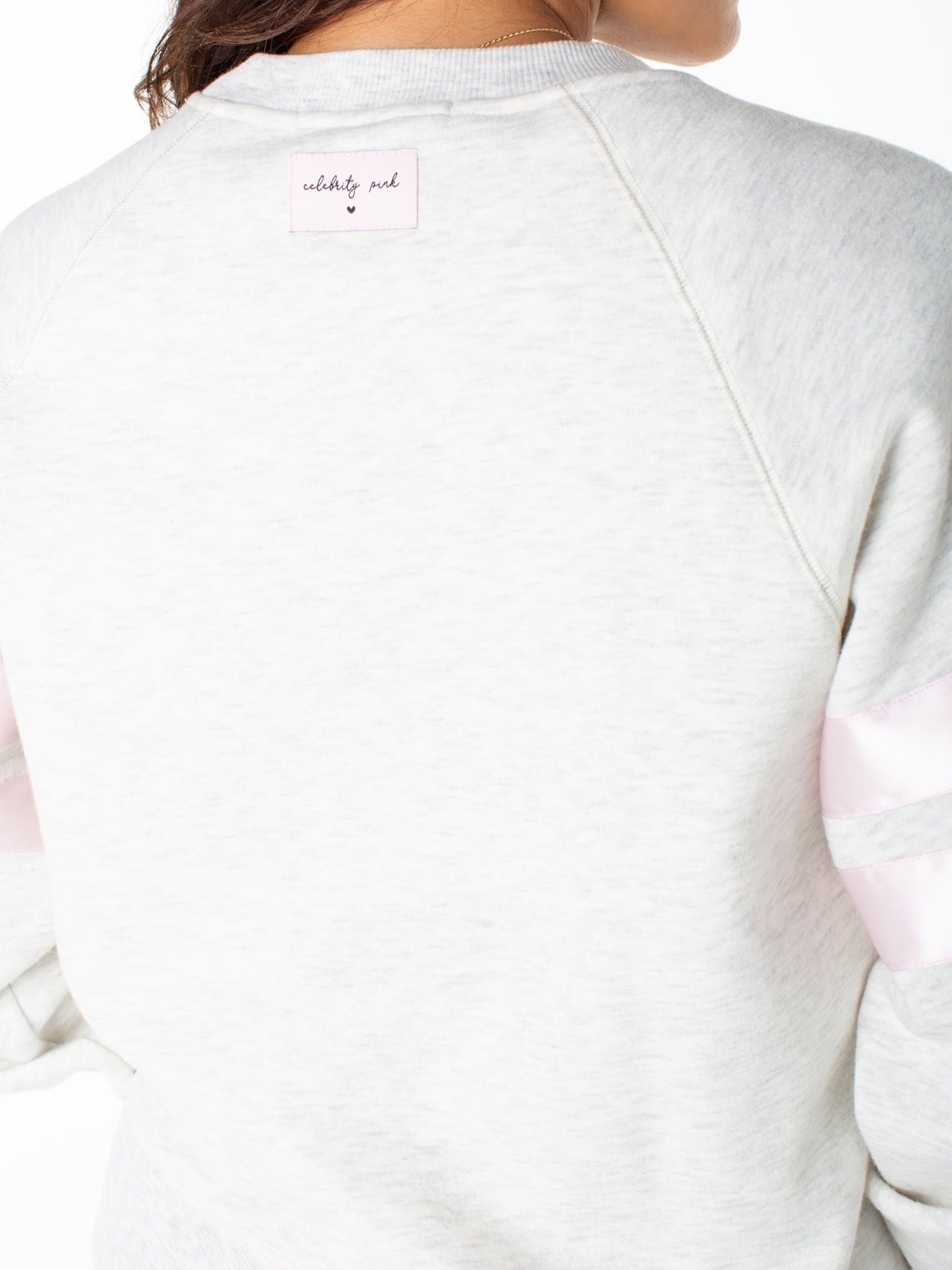 Celebrity Pink Women's Satin Stripe Crew Neck Sweatshirt, Sizes XS-XXXL