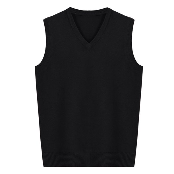 Chaleco sin mangas de felpa para hombre - Prenda informal de cuello en V de punto para otoño-invierno, algodón de punto, M-XXXL