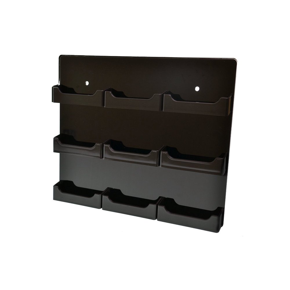 Black 9 POCKET WALL MOUNT BUSINESS CARD HOLDER, Black Wall Mount
