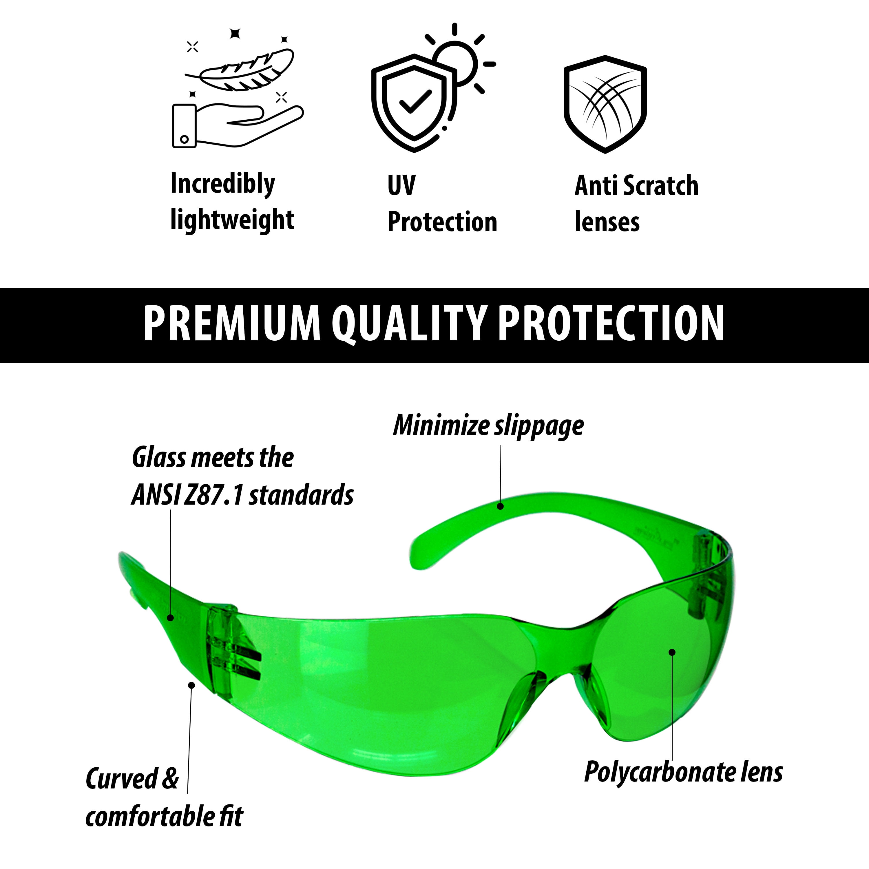 Safe Handler Hyline Safety Glasses Assorted Colors, Anti-Scratch & Anti-Fog For Men/Women (12 Pairs) | ANSI Z87.1 | One Size Fits All