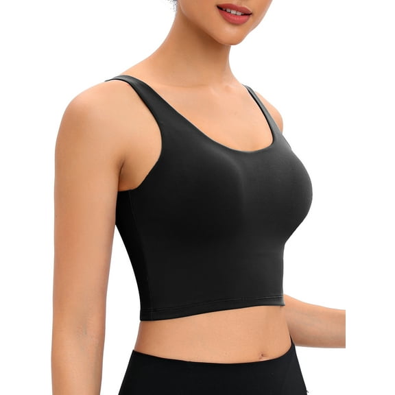 LELINTA Seamless Workout Tank Tops for Women Sexy Medium Support Athletic Camisole Sports Shirts with Removable Cups