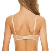 Wingslove Women's Push Up Bra Sexy Lace Balconette Plus Size Full Cup Unpadded Underwire See Through Bra,Beige 40DD