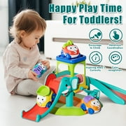 Toy Car for Kids, 5 in 1 Elephant Slide & Parking with 4 Push and Go Toy Cars, Toys for 2-3 Year Old, Toddler Toy Car, Learning Educational Toys for Boys Girls Best Birthday Gifts