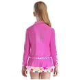 thumbnail image 3 of YUUMIN Kids Figure Ice Skating Outfit Full Zip Up Jacket Rhinestone Sweatshirt with Colorful Skater Hot Pink 8, 3 of 7