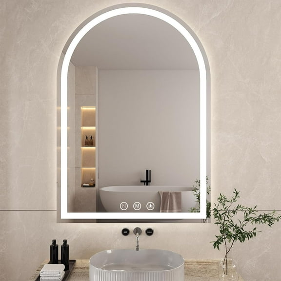 LED Bathroom Mirrors with Lights 30"x40"Arched Mirror for Wall,Anti-Fog,LED Mirrors with Front Light and Backlit, Memory Function for Vanity,Bathroom, Entryway, Living Room