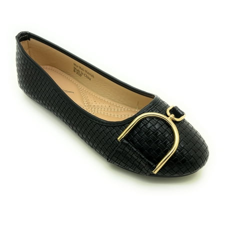 

Gold Buckle Ballerina Flats