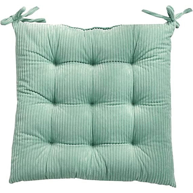 Xiao Hua Cojín de pana para silla con lazos, ultra suave y cálido, para niños que leen, cómodo cojín cuadrado para adultos, 15.7" x 15.7", verde