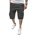 thumbnail image 4 of Homeyce Men's Twill Elastic Cargo Shorts Below Knee Elastic Waist Shorts with Multi-Pockets Big and Tall 3/4 Pants Casual Hiking Relaxed Fit Hiking Half Pants,Gray S, 4 of 6