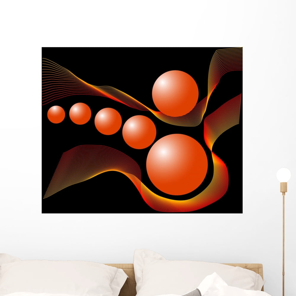 Red Wall Sticker Abstract Red Wall Mural Decal by Wallmonkeys Vinyl Peel and Stick ...
