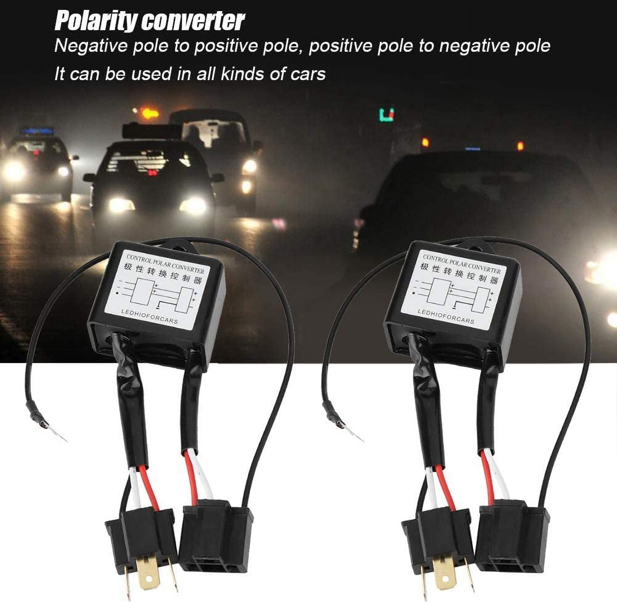 2 Pcs Led Negative Converter,Polar Negative Switch Harness Adapter,Reverse  Polarity Alloy For H4 